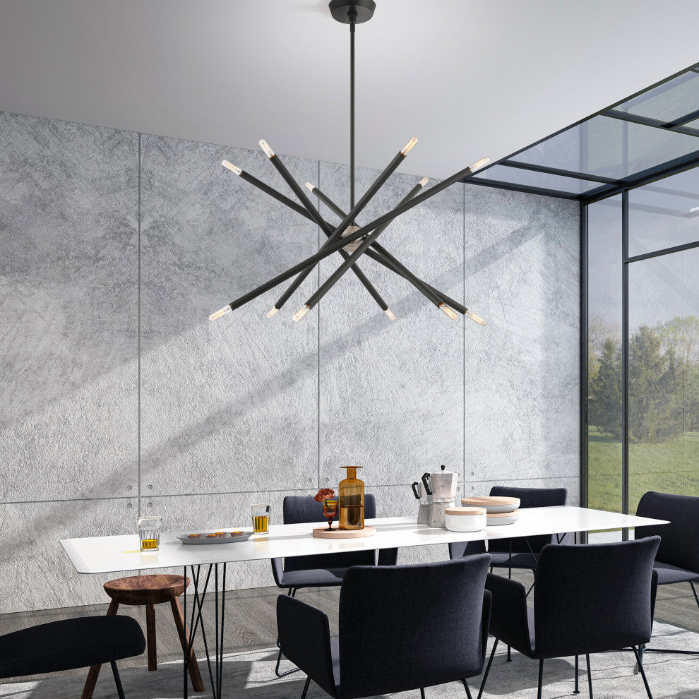 Livex Lighting Soho 12 Light Scandinavian Gray, Brushed Nickel Chandelier