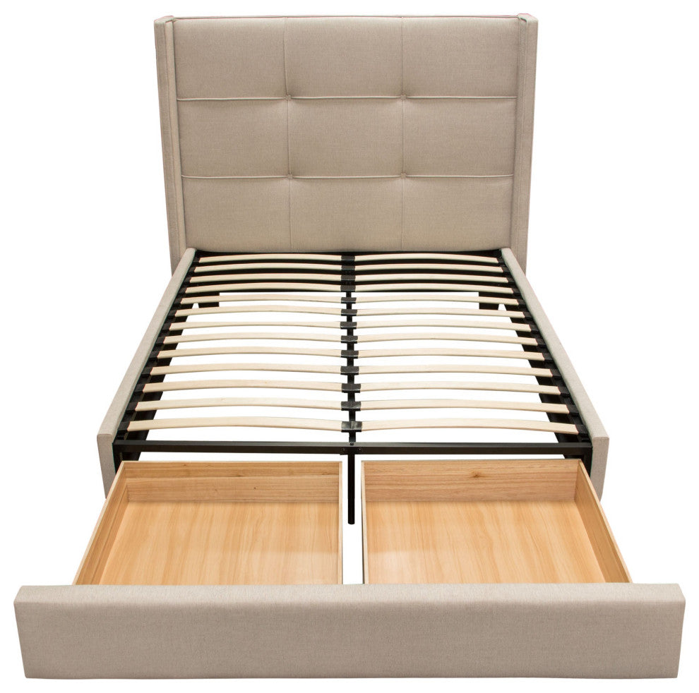 Beverly Eastern King Bed With Footboard Storage, Sand