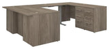 Office 500 Height Adjustable U Shaped Desk in Modern Hickory - Engineered Wood