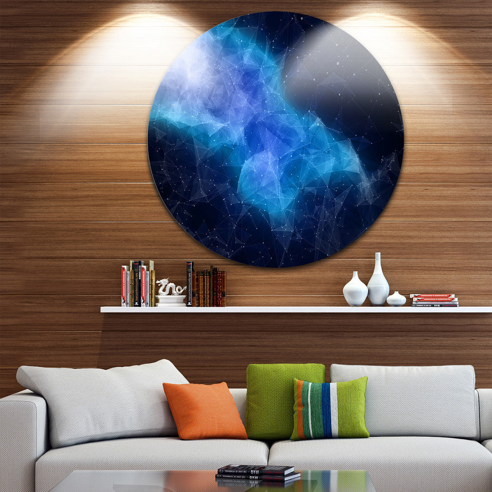 Blue Nebula In Cosmos, Abstract Art Large Disc Metal Wall Art, 11"