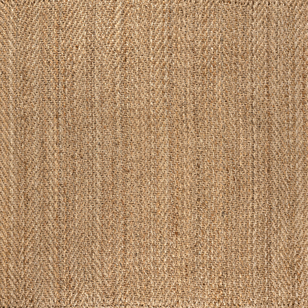 Espina Hand Woven Herringbone Chunky Jute Natural 6' Square Area Rug