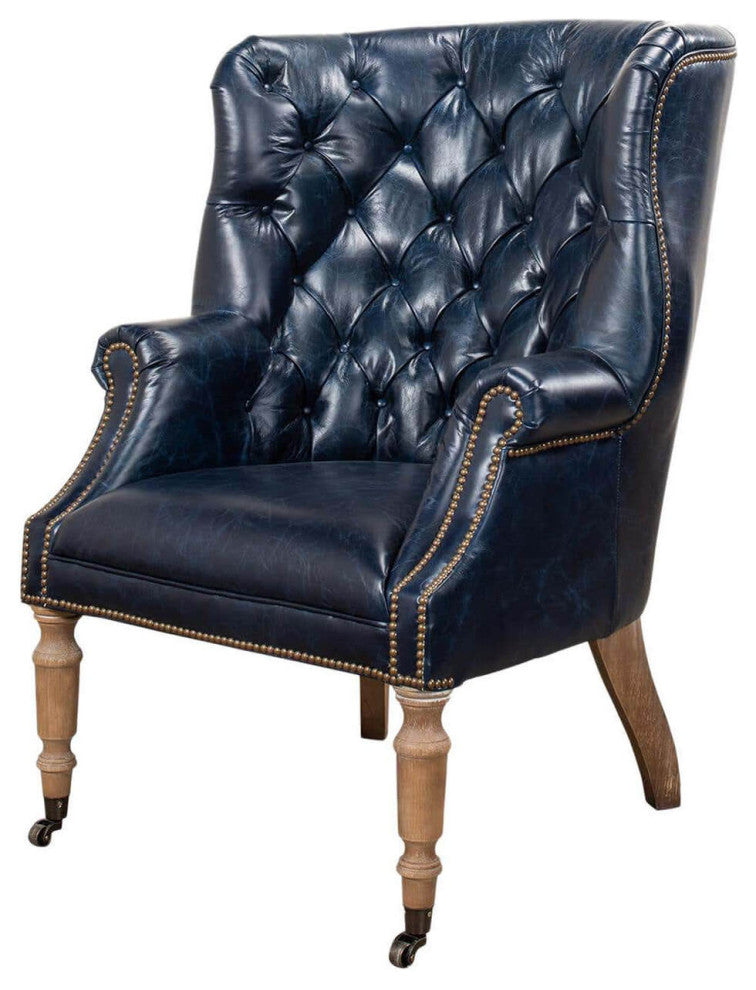 Georgian Barrel Back Wingchair - Chateau Blue