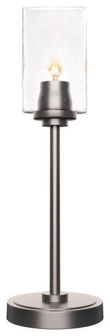 Luna 1-Light Table Lamp, Graphite/Square Clear Bubble