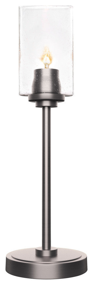 Luna 1-Light Table Lamp, Graphite/Square Clear Bubble