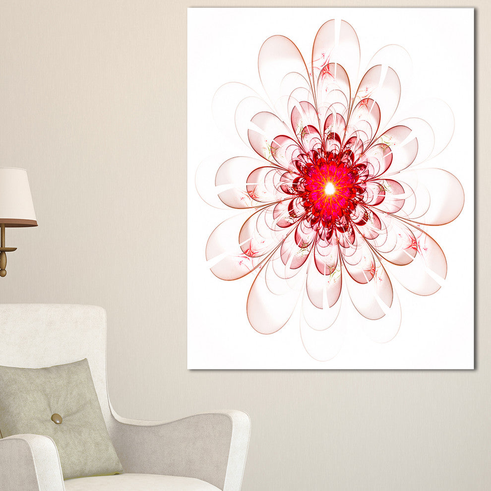 "Full Bloom Fractal Flower in Red" Flower Canvas Wall Art, 20"x40"