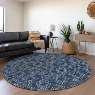 Premium Machine Washable Mayfield AMF33 Blue 8' x 8' Round Rug