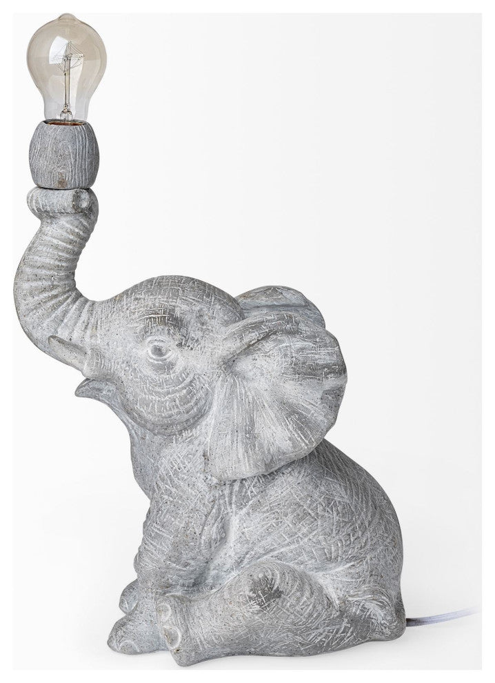 Graphite Resin Elephant Table Lamp