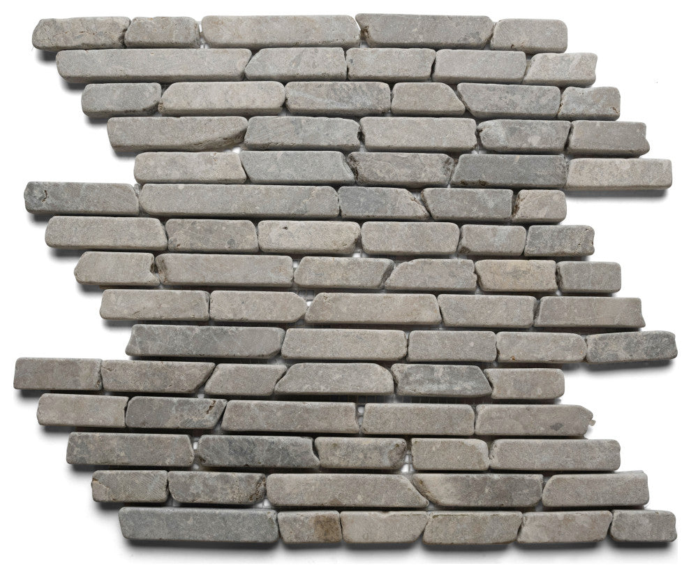 Light grey pencil stone mosaic tile - 15x12 mesh sheet for walls, floors etc