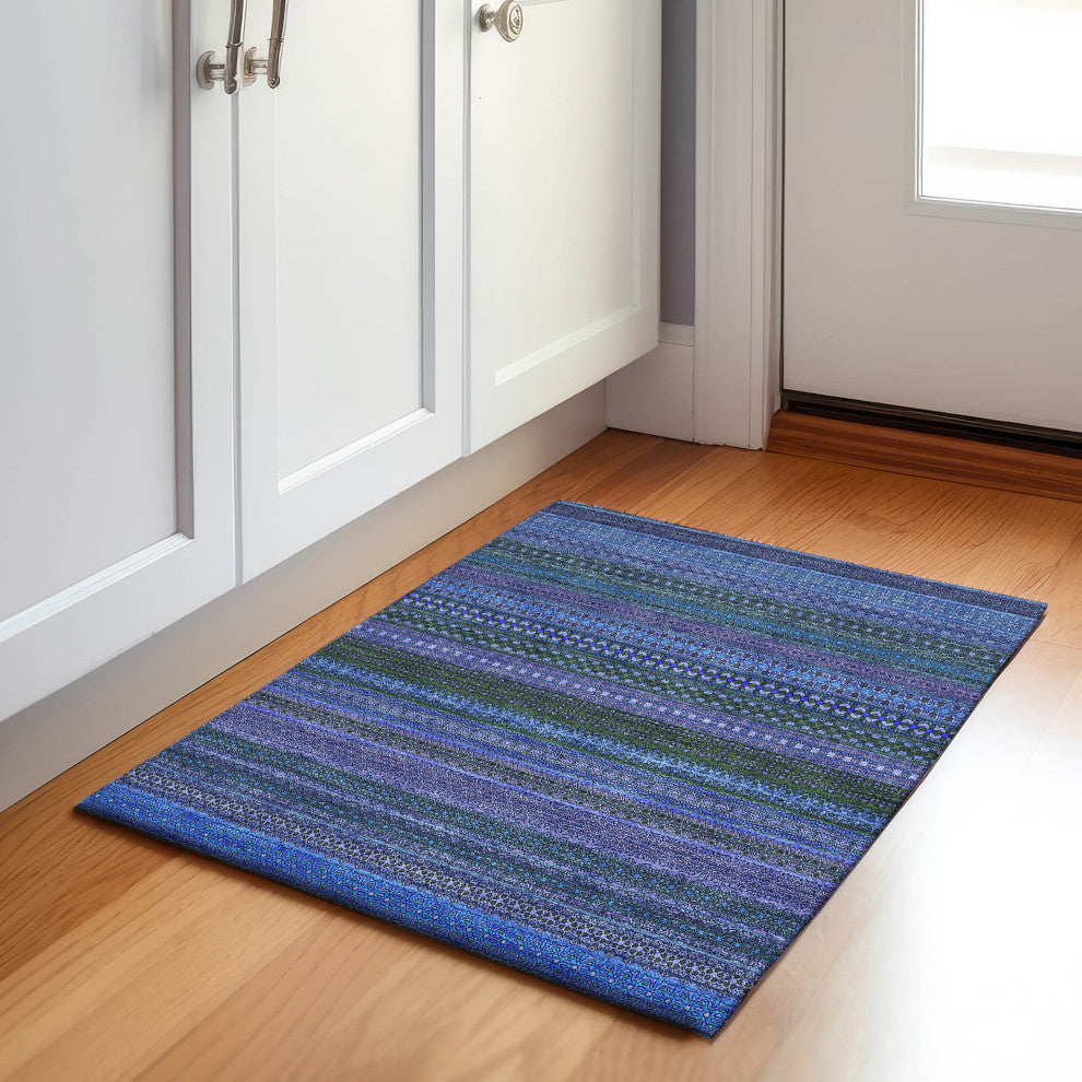 Premium Machine Washable Mayfield AMF527 Blue 1'8" x 2'6" Rug