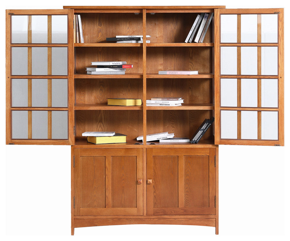 Arts and Crafts Mission Solid Oak China Cabinet, Michael's Cherry