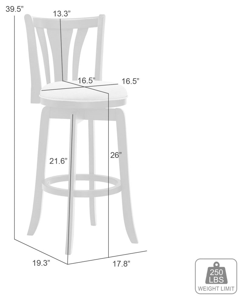 Elle Wood and Fabric Barstool, Gray, 26" Counter Height