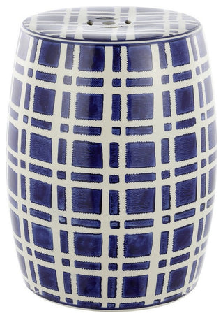Safavieh Eytan 18.25" Garden Stool, Navy/White