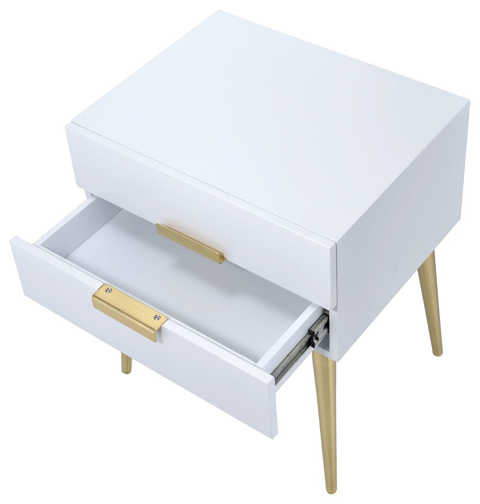 Denvor End Table, Gold Finish, White