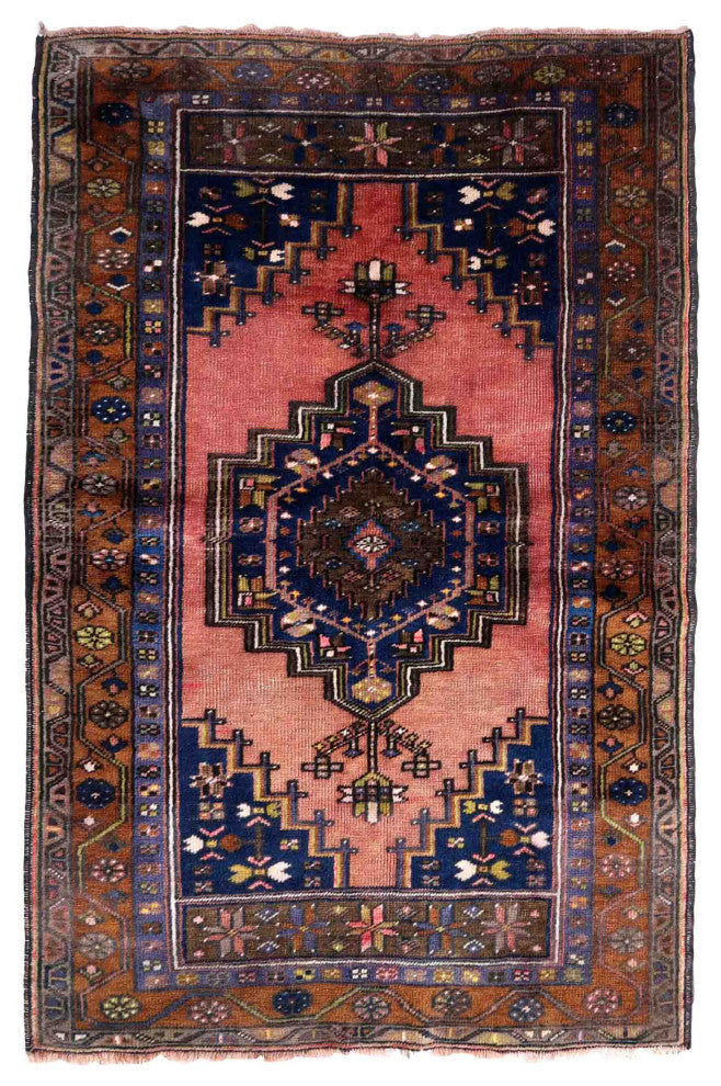 Handmade Vintage Afghan Baluch Rug 2.8'x4.6', 87cmx141cm 1940s