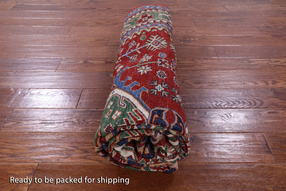 5' 11" X 9' 0" Super Kazak Hand Knotted Wool Rug Q10525