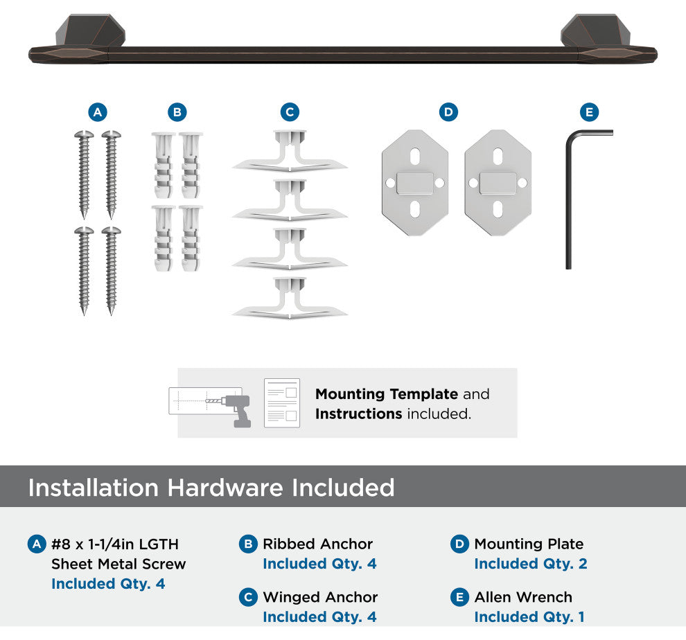 Amerock St. Vincent Contemporary Towel Bar, Oil Rubbed Bronze, 18" Center-to-Cen