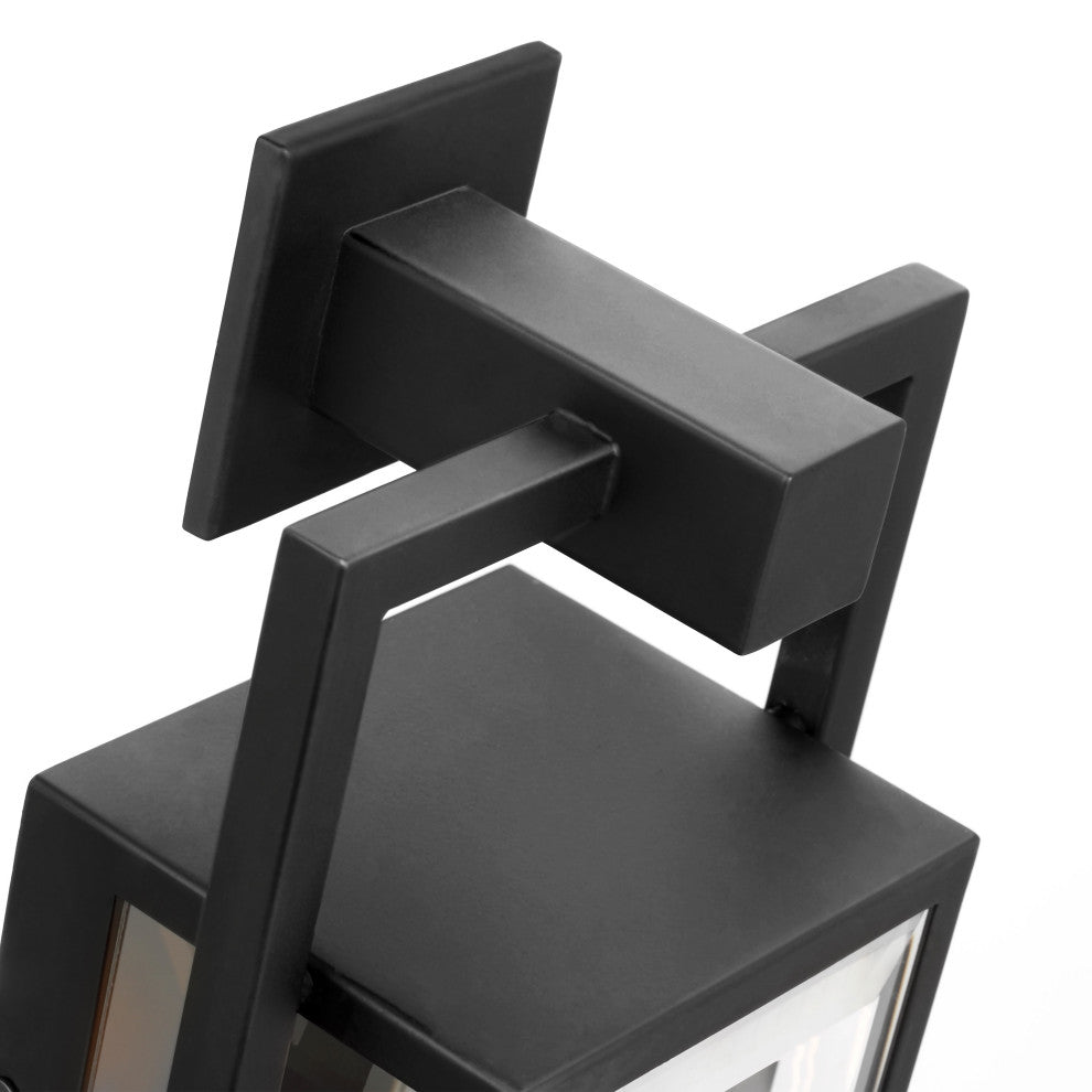 Exhibit 1-Light Small Wall Lantern, Matte Black/Clear Beveled Glass