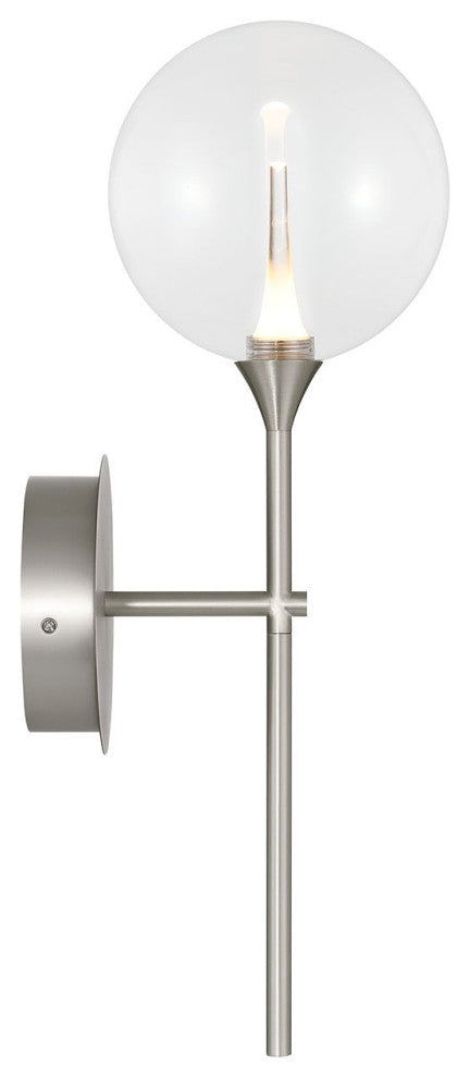 Iissa, Wall Sconce, 19", Satin Nickel, Clear Glass