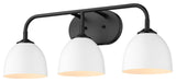 Zoey 3 Light Bath Vanity, Mattte Black With White