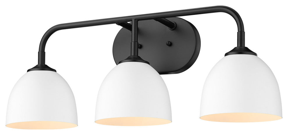 Zoey 3 Light Bath Vanity, Mattte Black With White