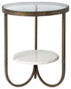 24" White Glass Round End Table