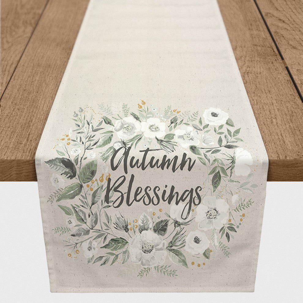 Wreath Blessings 16x72 Poly Twill Table Runner