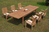 7-Piece Teak Dining Set: 122" X-Large Rectangle Table, 6 Wave Stacking Chairs