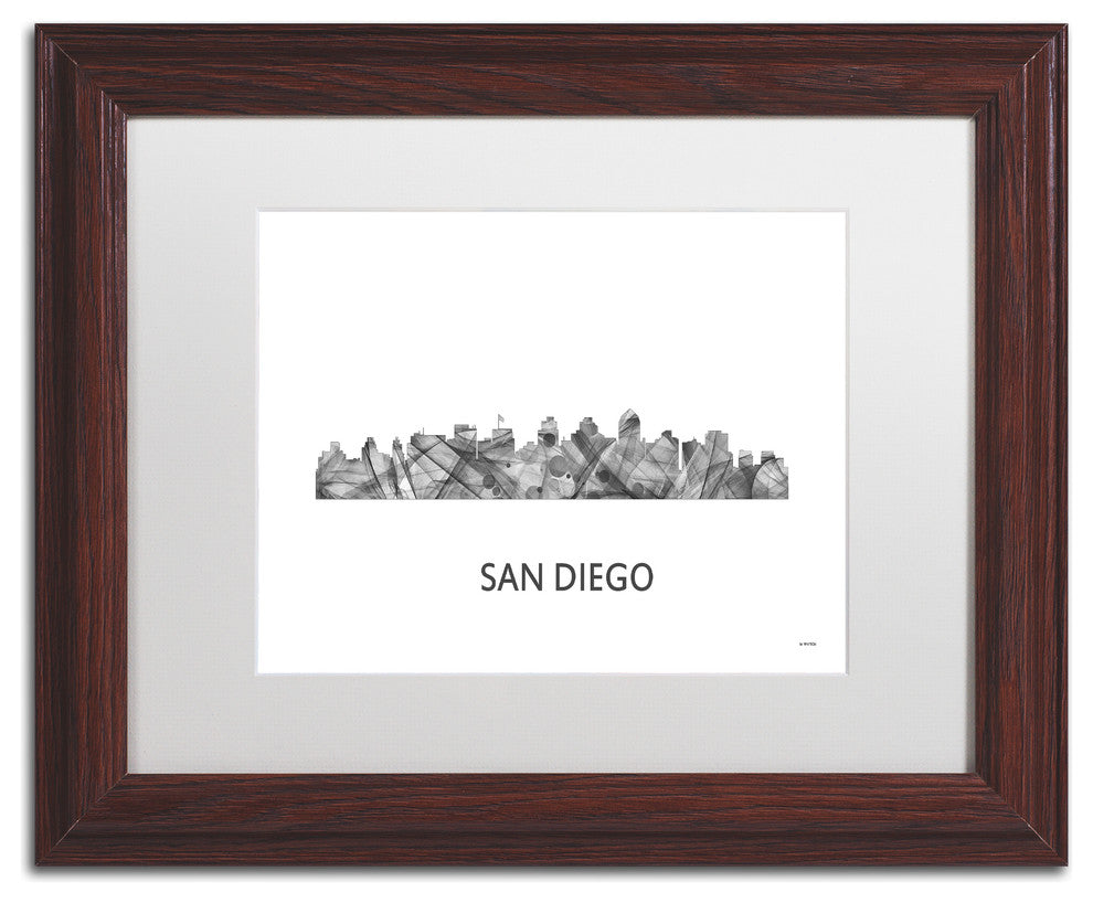 Marlene Watson ''San Diego California Skyline'' Matted Art, Wood Frame, 14x11