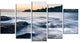 "Slow Motion Sea Waves Over Rocks" Modern Seascape Wall Art, 5 Panels, 60"x32"