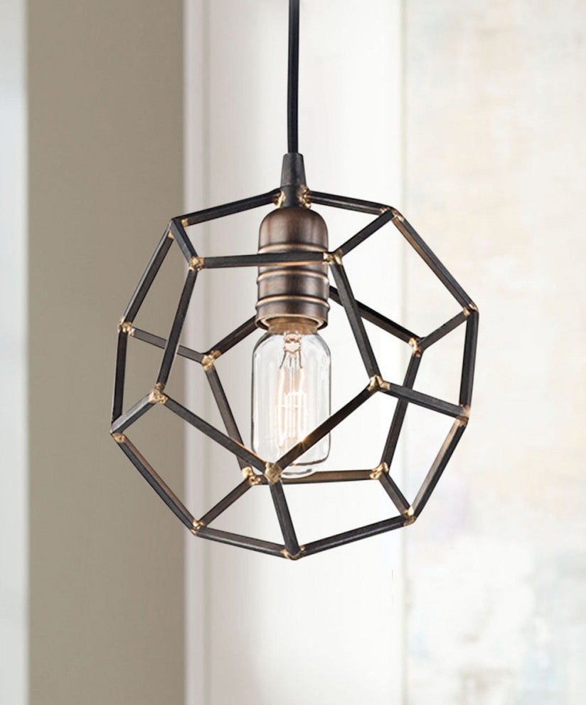 Rocklyn 8"W 1-Light Mini Pendant Light Fixture by Kichler Raw Steel Finish with