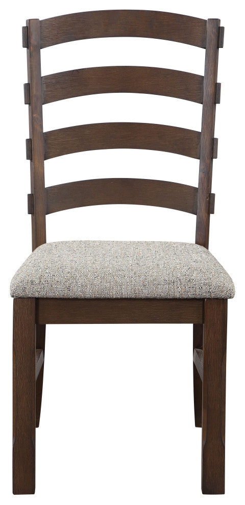 ACME Pascaline Side Chair, Set of 2, Gray Fabric, Rustic Brown and Oak Finish