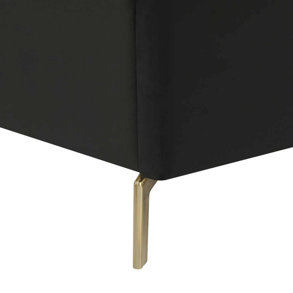 Inspired Home Alessio Bed, Upholstered, Black Velvet King