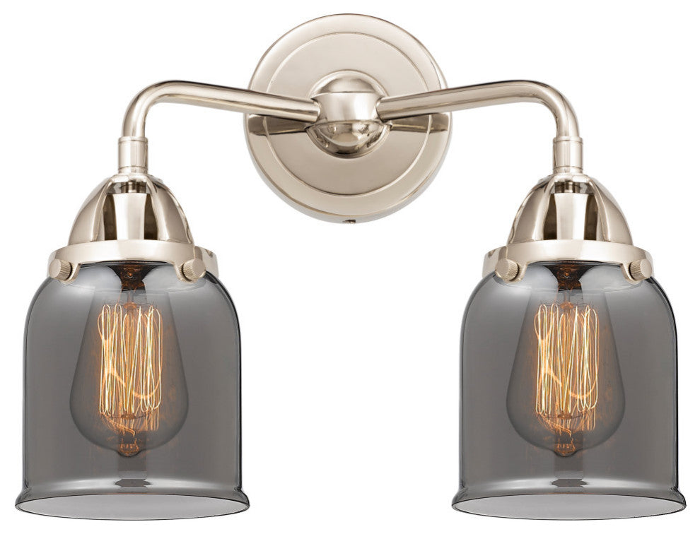 Small Bell Bath Vanity Light, Polished Nickel, Plated Smoke, Plated Smoke