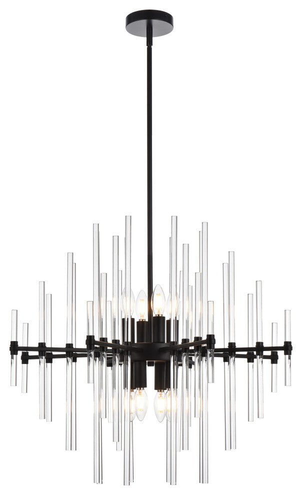 Samuel 27" Crystal Rod Pendant, Black