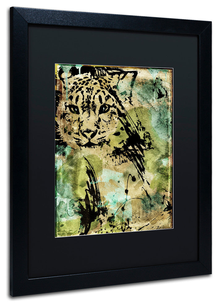 Color Bakery 'Leopard Ink' Matted Framed Art, Black Frame, Black Mat, 16x20