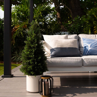 3ft. UV Resistant Artificial Cedar Tree, Decorative White Planter