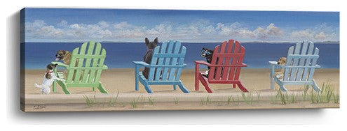 30" Dogs at the Beach Canvas Wall Art