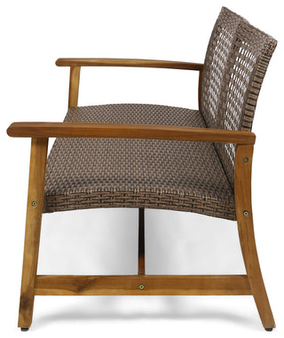 Spring Spender Outdoor Wicker Loveseat, Coffee Table Set, Mixed Mocha, Natural