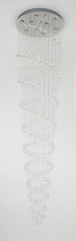 Clear Crystal Flushmount Chrome Frame Spiral Light Fixture
