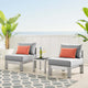 Lounge Chair Table Set, Sunbrella, Fabric, Aluminum, Silver Gray, Outdoor