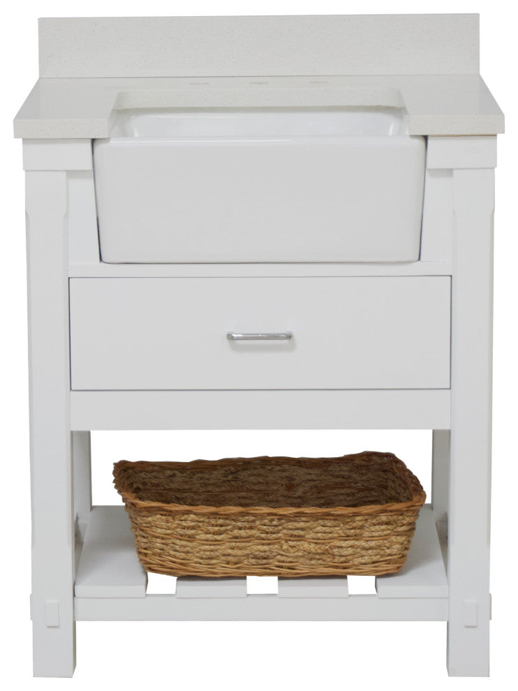 Charlotte 30" Bathroom Vanity, White, Quartz