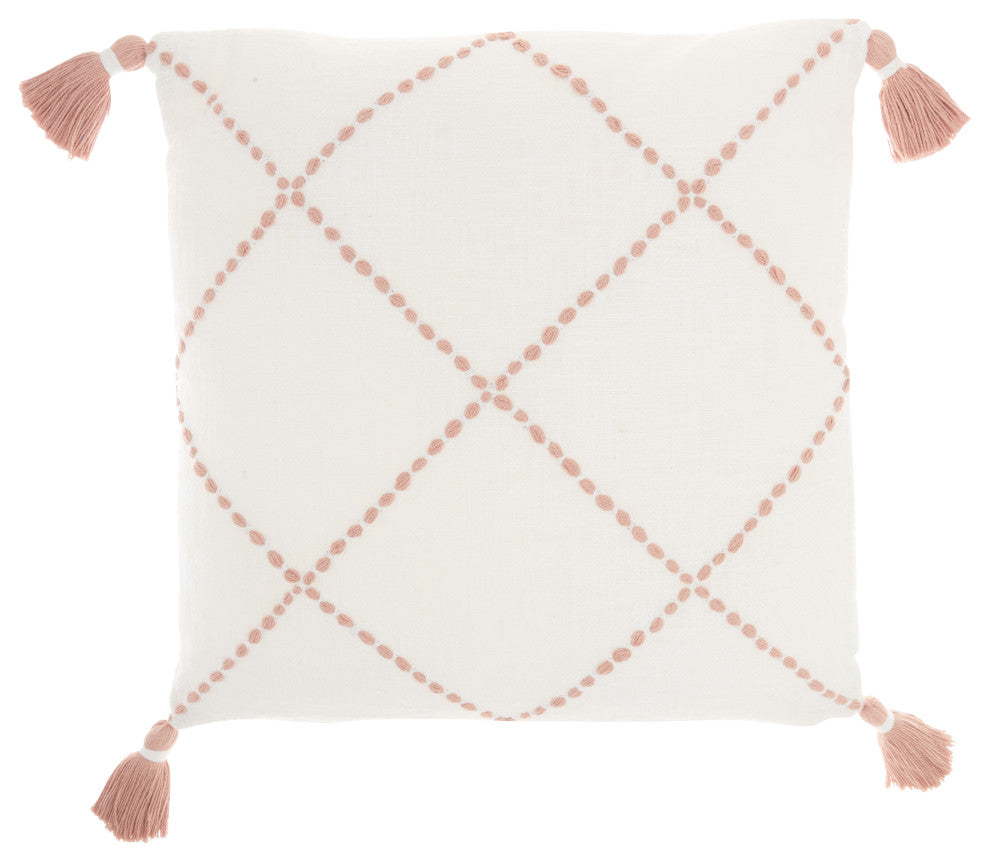 Mina Victory SH038 Throw Pillow, Blush, 20"X20"