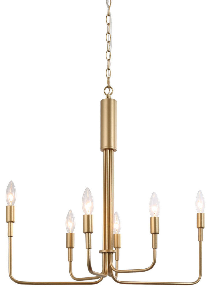 6-Light Candle Style Modern Chandelier, Gold