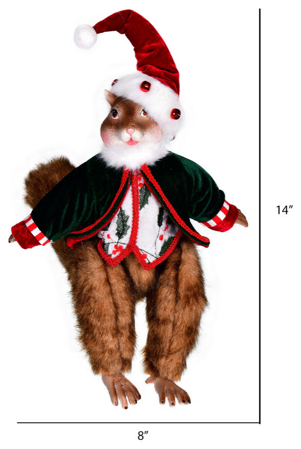 Vickerman KV201322 14" Holly Jolly Collection Squirrel Doll