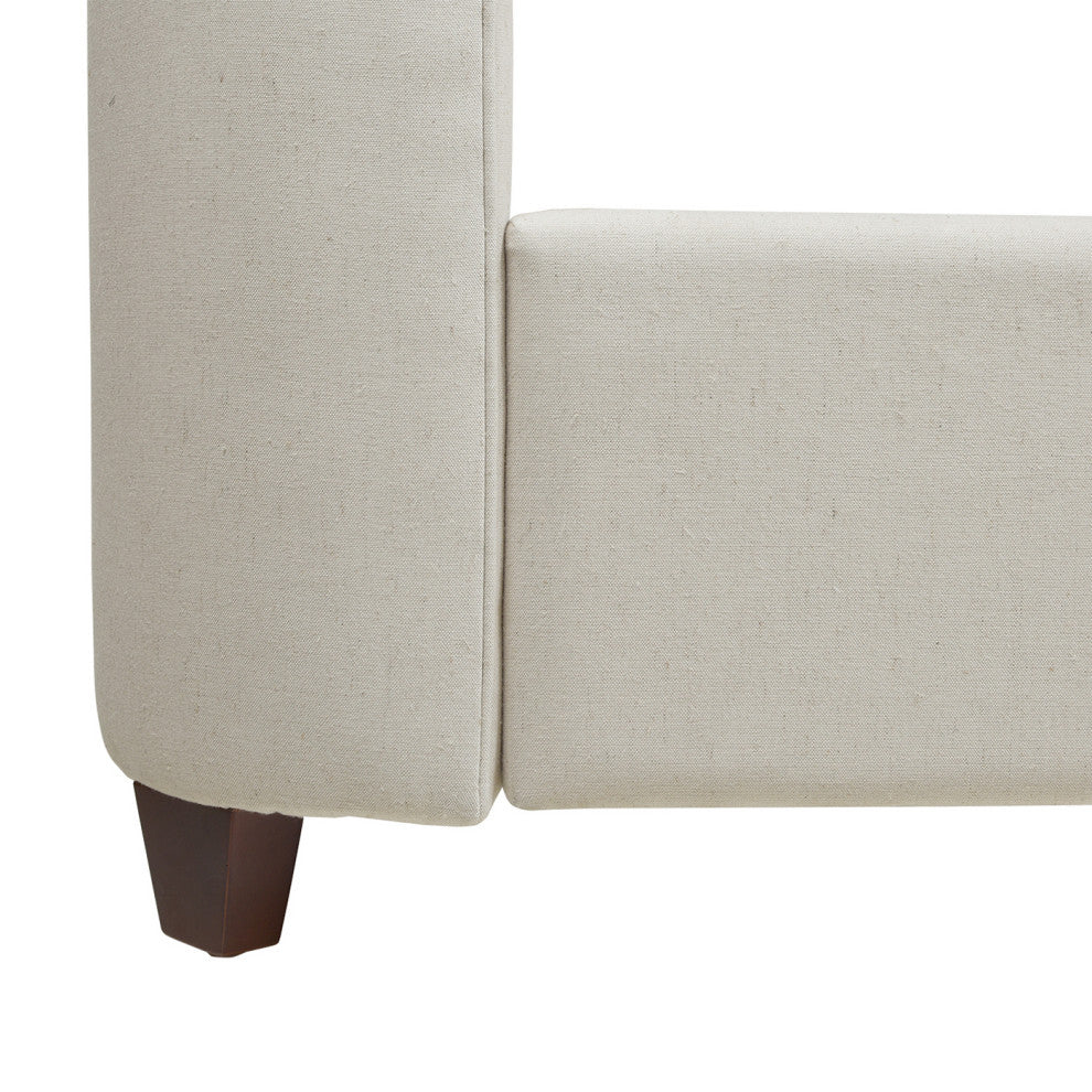 Manhattan Shelter King Platform Bed Frame, Light Beige Linen