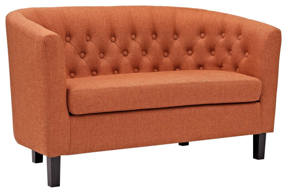 Prospect 2 Piece Upholstered Fabric Loveseat and Armchair Set, Orange