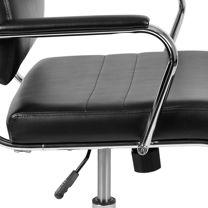 Mid-Back Black LeatherSoft Panel Executive Swivel Office Chair
