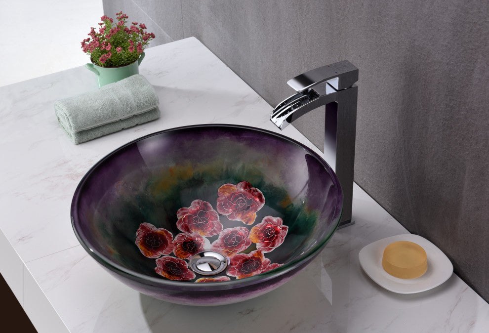 ANZZI Panye Series Tempered Glass Bathroom Vessel Sink