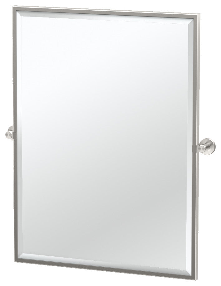 Glam Framed Rectangle Mirror, Satin Nickel, 32.5"