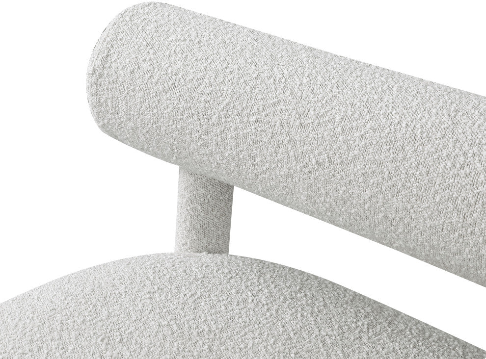 Parlor Boucle Fabric Upholstered Bench, Cream